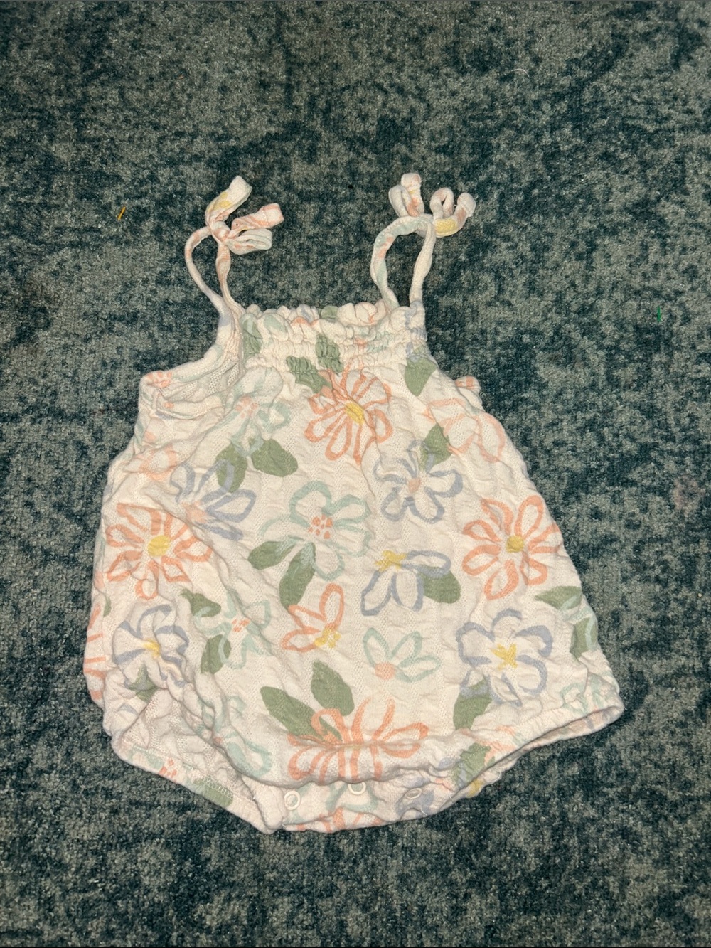 Baby Floral Smocked Tank Romper - White Multicolor